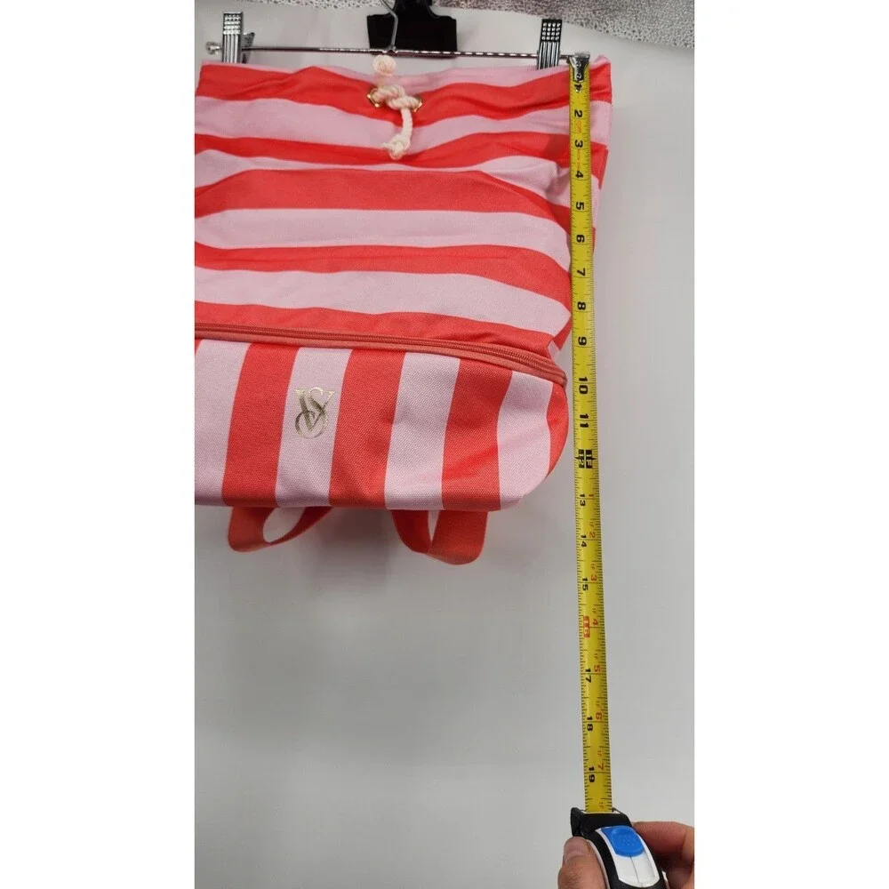 Victoria's Secret Pink Coral Stripe Drawstring Backpack‎ 2-in-1 Cooler